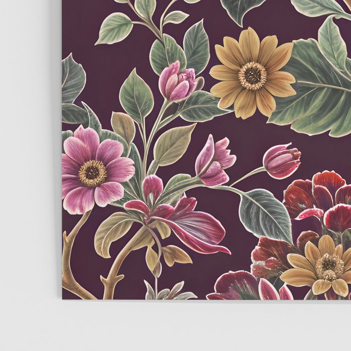 Casbah Magenta Burgundy Floral Poster Gallery Image 3