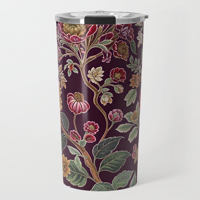 Casbah Magenta Burgundy Floral Travel Mug Gallery Image 1