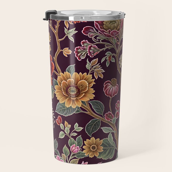 Casbah Magenta Burgundy Floral Travel Mug Gallery Image 3