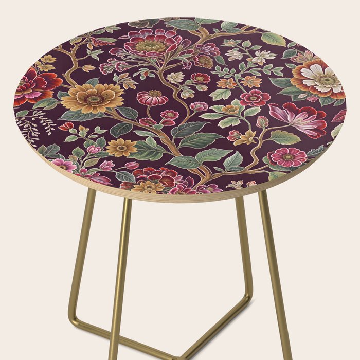 Casbah Magenta Burgundy Floral Side Table Gallery Image 2