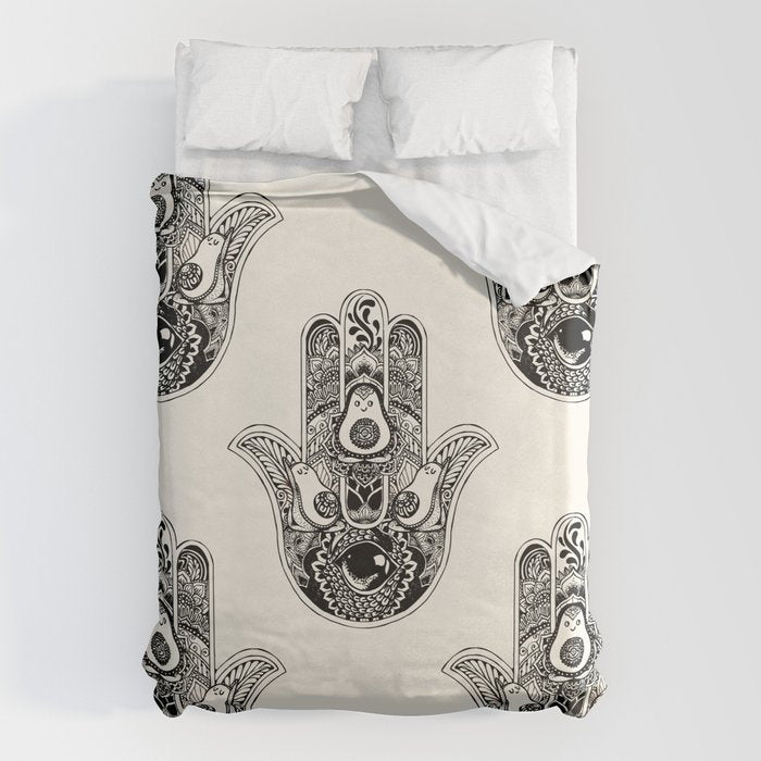 Hamsa Hand Avocado Duvet Cover Gallery Image 1