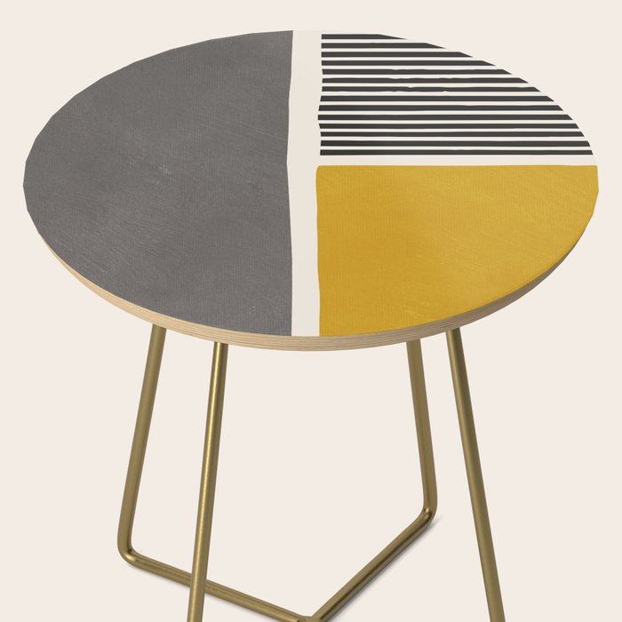Mustard Gray and Black Lines Side Table Gallery Image 2