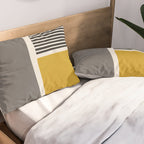 Mustard Gray and Black Lines Pillow Sham Gallery Image 2