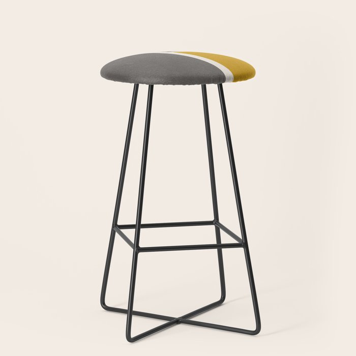 Mustard Gray and Black Lines Stool Gallery Image 1