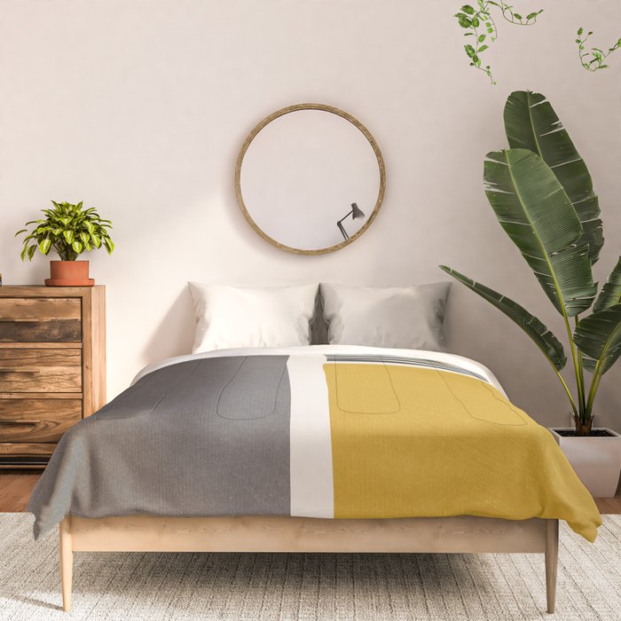 Mustard Gray and Black Lines Comforter Gallery Image 3