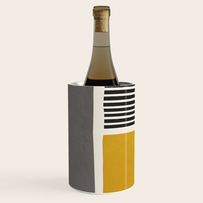 Mustard Gray and Black Lines Wine Chiller Gallery Image 1