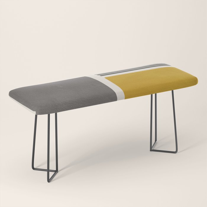 Mustard Gray and Black Lines Bench Gallery Image 1