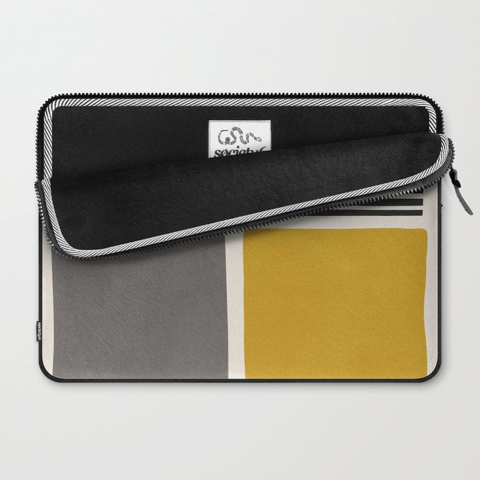 Mustard Gray and Black Lines Laptop Sleeve Gallery Image 2