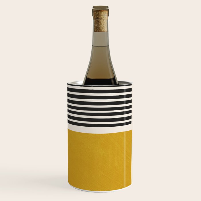 Mustard Gray and Black Lines Wine Chiller Gallery Image 3