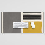 Mustard Gray and Black Lines Desk Mat Gallery Image 1