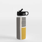 Mustard Gray and Black Lines Water Bottle Gallery Image 1