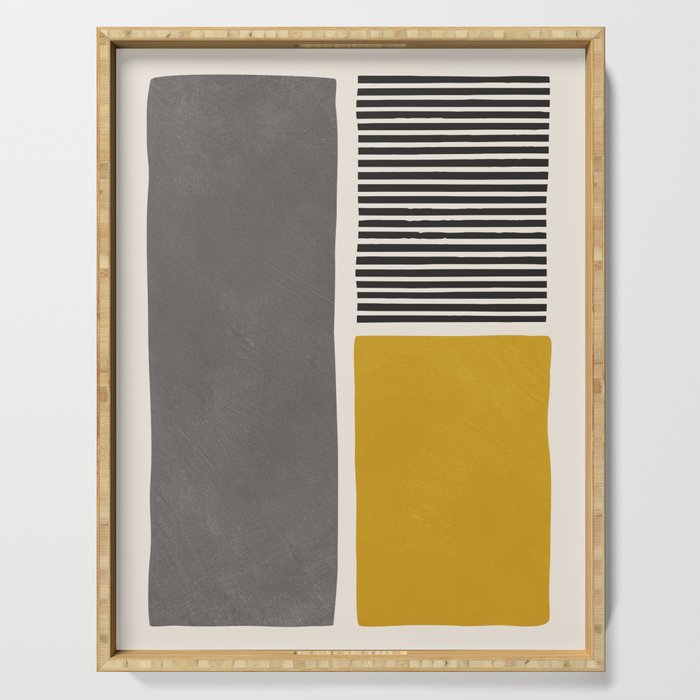 Mustard Gray and Black Lines Serving Tray Gallery Image 1