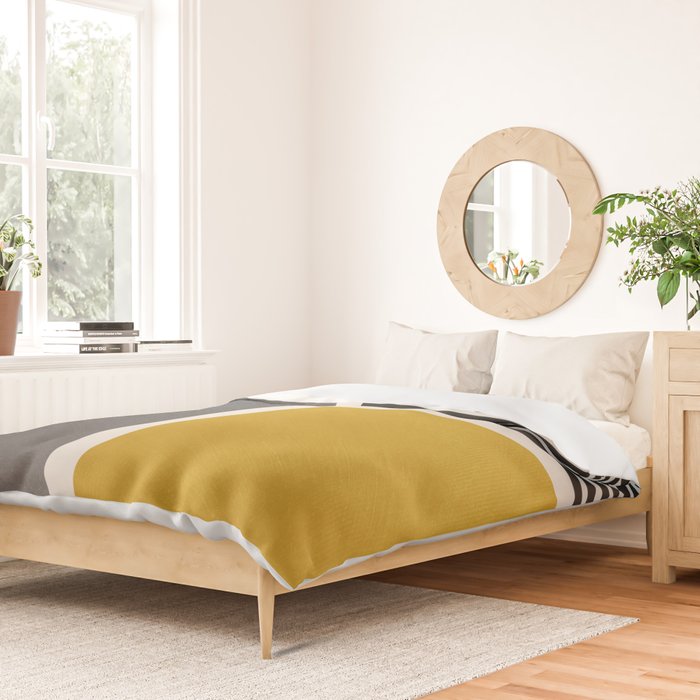 Mustard Gray and Black Lines Duvet Cover Gallery Image 2