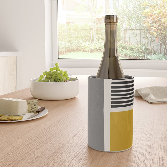 Mustard Gray and Black Lines Wine Chiller Gallery Image 4