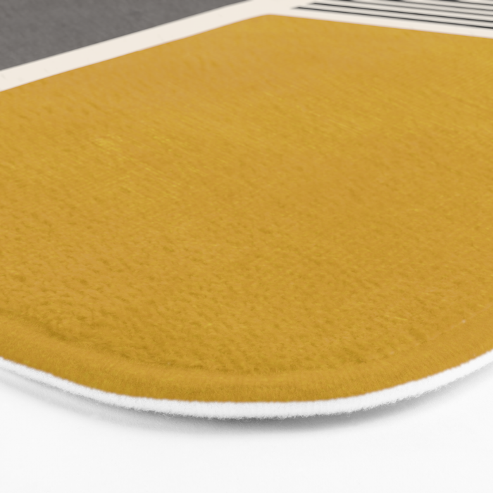 Mustard Gray and Black Lines Bath Mat Gallery Image 3