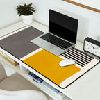 Mustard Gray and Black Lines Desk Mat Gallery Image 2