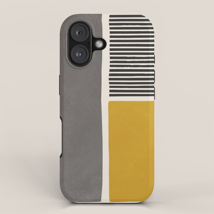 Mustard Gray and Black Lines iPhone Case Gallery Image 1