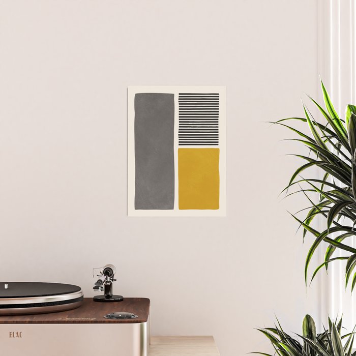 Mustard Gray and Black Lines Poster Gallery Image 2
