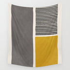 Mustard Gray and Black Lines Wall Tapestry Gallery Image 4