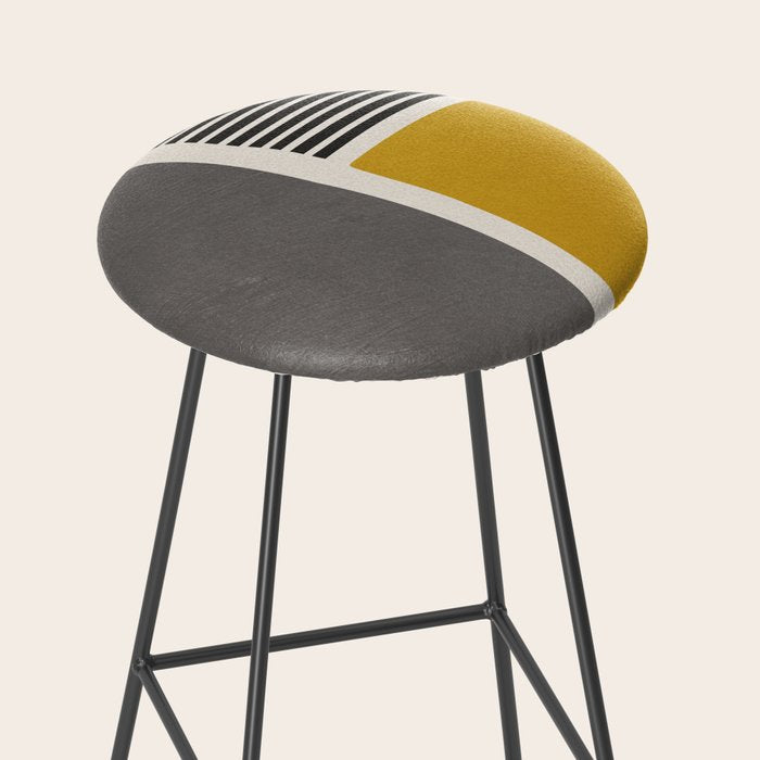 Mustard Gray and Black Lines Stool Gallery Image 2