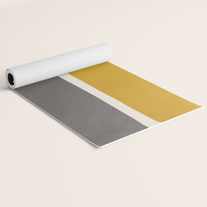 Mustard Gray and Black Lines Yoga Mat Gallery Image 2