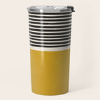 Mustard Gray and Black Lines Travel Mug Gallery Image 2