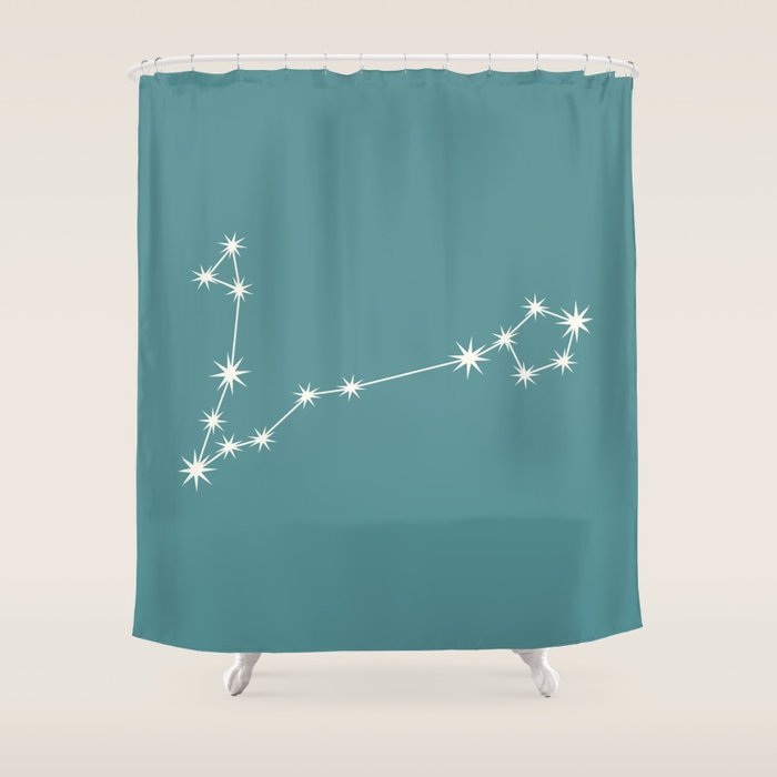 Pisces Zodiac Star Constellation Line Art Teal Shower Curtain Gallery Image 1