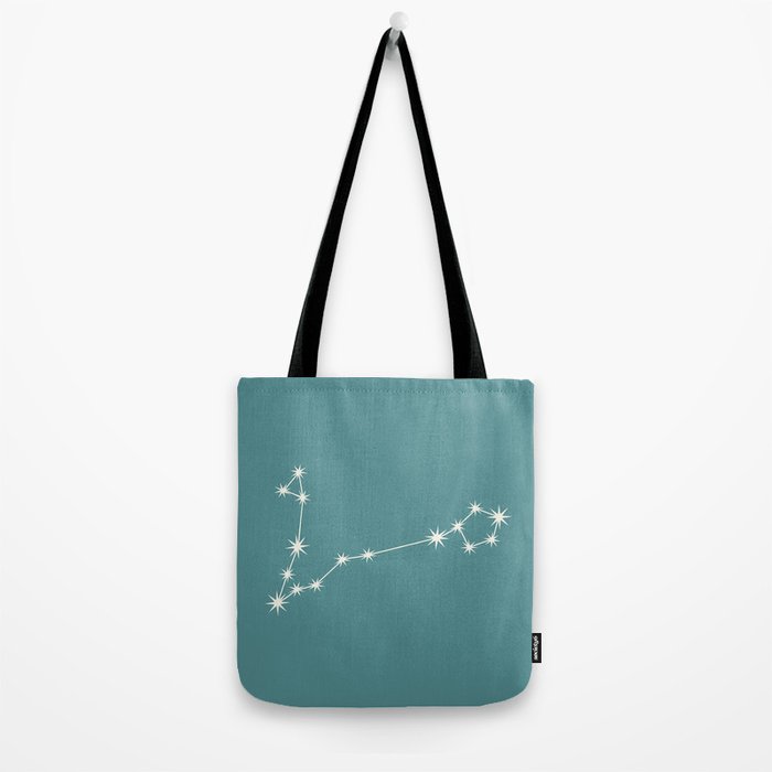 Pisces Zodiac Star Constellation Line Art Teal Tote Bag Gallery Image 2