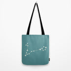 Pisces Zodiac Star Constellation Line Art Teal Tote Bag Gallery Image 2