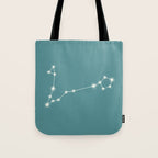 Pisces Zodiac Star Constellation Line Art Teal Tote Bag Gallery Image 1