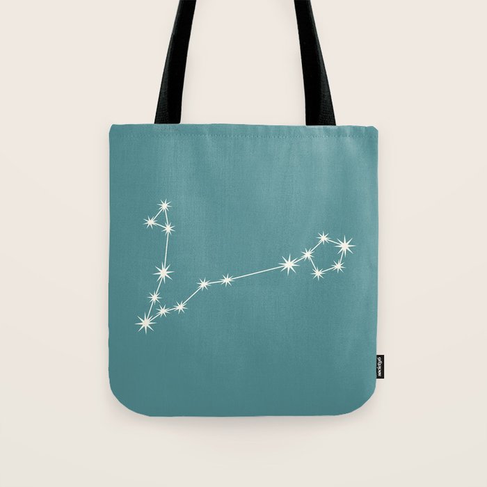 Pisces Zodiac Star Constellation Line Art Teal Tote Bag Gallery Image 1