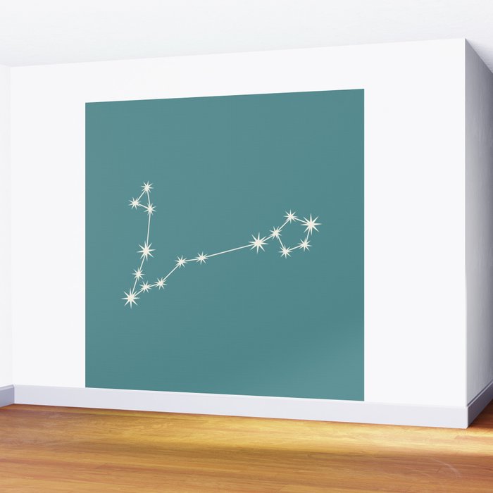 Pisces Zodiac Star Constellation Line Art Teal Wall Mural Gallery Image 2