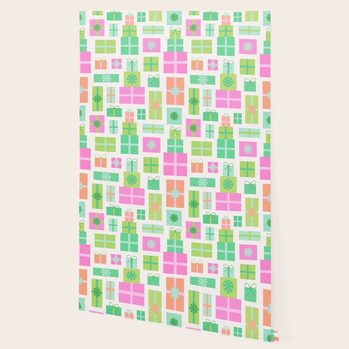 Retro Christmas Presents - Pink & Green Wallpaper Gallery Image 2