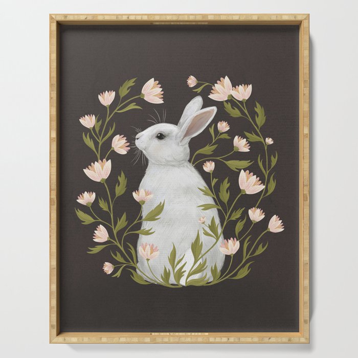 White Rabbit Floral Serving Tray Gallery Image 1