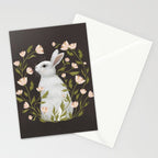 White Rabbit Floral Stationery Card Gallery Image 2