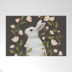 White Rabbit Floral Welcome Mat Gallery Image 1