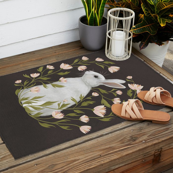 White Rabbit Floral Outdoor Rug Gallery Image 2