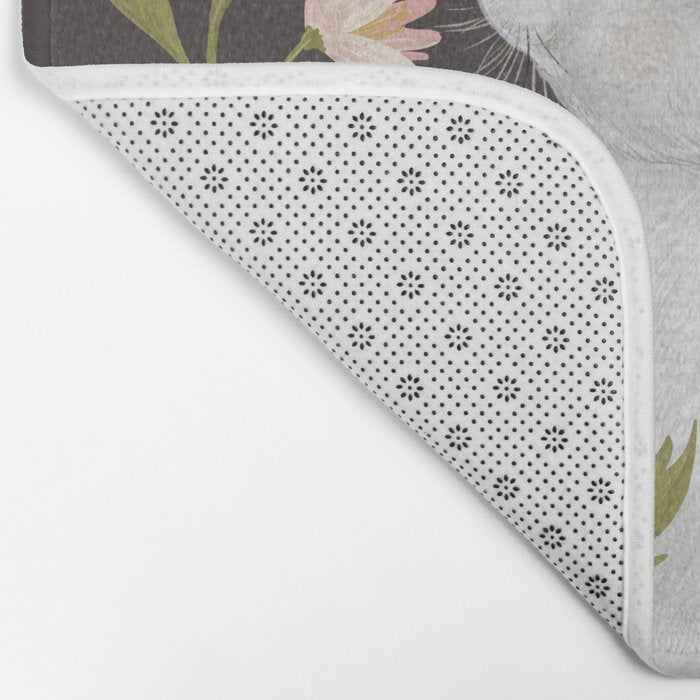 White Rabbit Floral Bath Mat Gallery Image 2