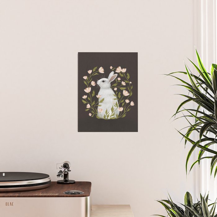 White Rabbit Floral Poster Gallery Image 2