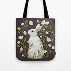 White Rabbit Floral Tote Bag Gallery Image 1