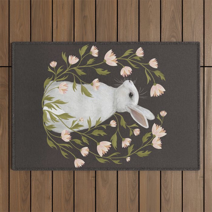 White Rabbit Floral Outdoor Rug Gallery Image 1