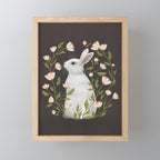 White Rabbit Floral Mini Art Print Gallery Image 1