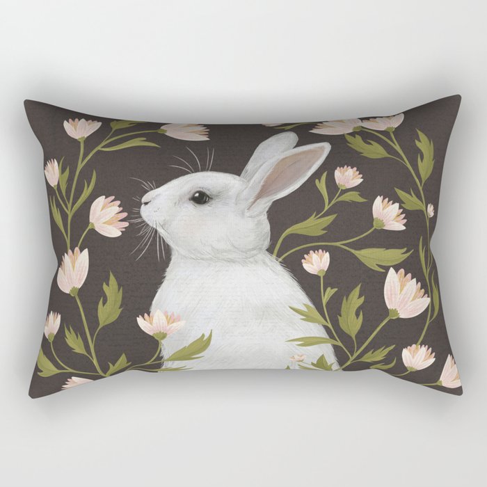White Rabbit Floral Rectangular Pillow Gallery Image 2