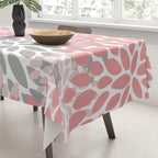Modern, Flowers Print, Coral, Pink and Gray Tablecloth Gallery Image 3
