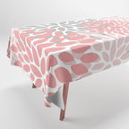 Modern, Flowers Print, Coral, Pink and Gray Tablecloth Gallery Image 1