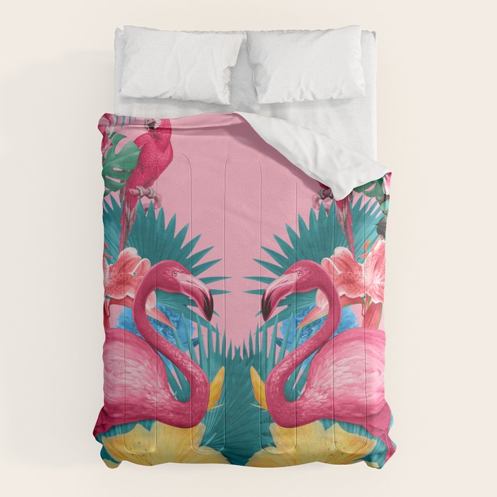 Flamingo and Tropical garden Comforter Gallery Image 6