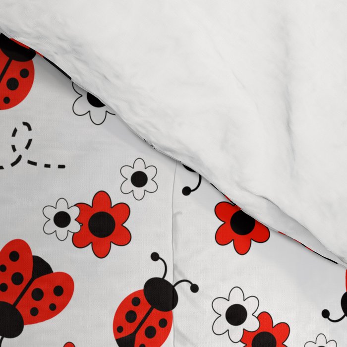 Red Ladybug Floral Pattern Comforter Gallery Image 4