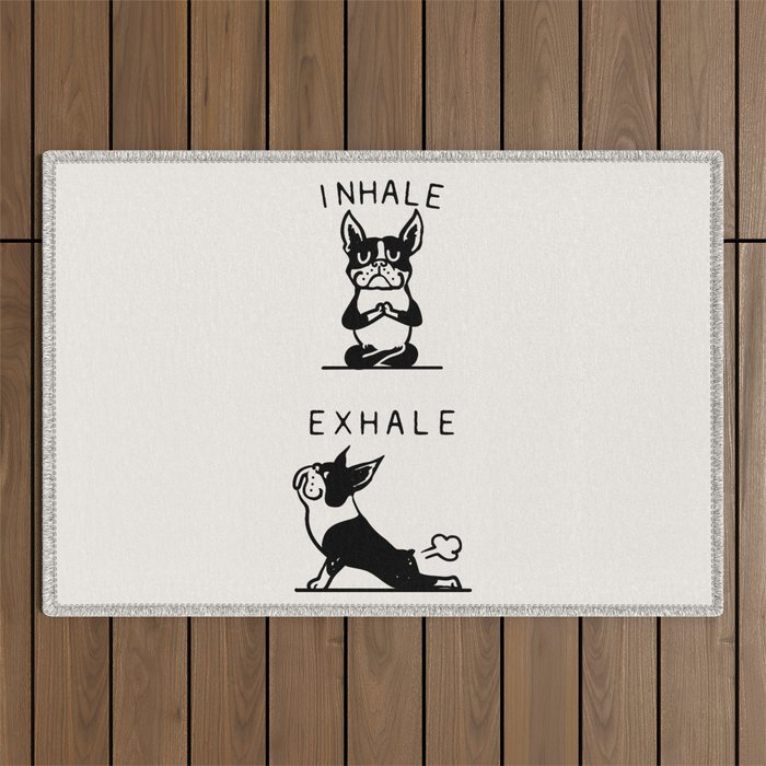 Inhale Exhale Boston Terrier Outdoor Rug Gallery Image 1