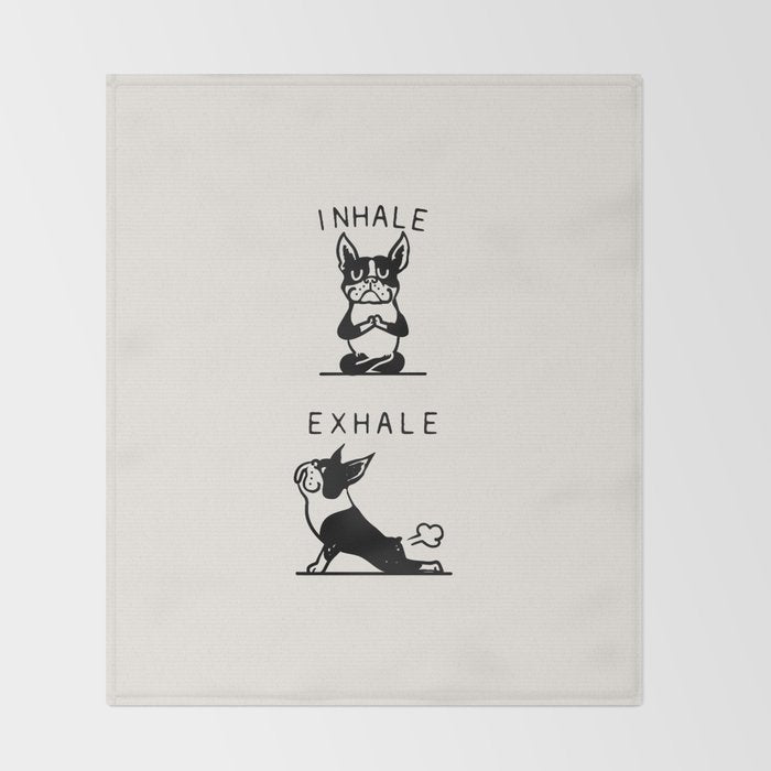 Inhale Exhale Boston Terrier Throw Blanket Gallery Image 2