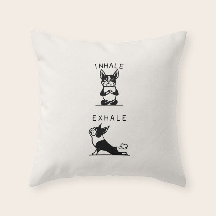 Inhale Exhale Boston Terrier Throw Pillow Gallery Image 6